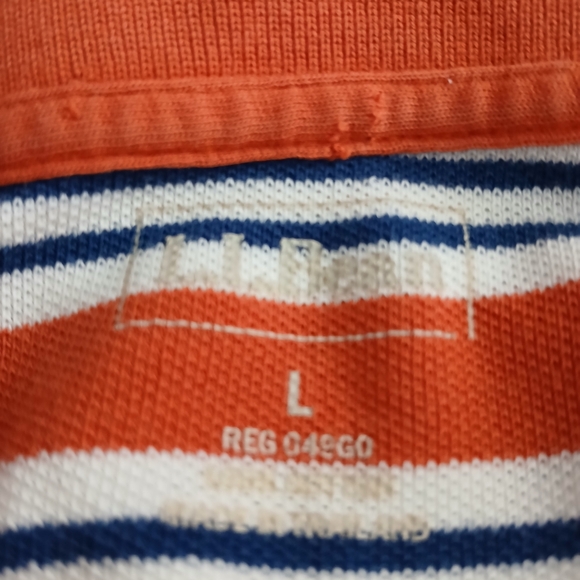 L.L.Bean Mens Short Sleeve Polo Shirt Size L/Reg. Color Orange Navy White - Picture 5 of 7